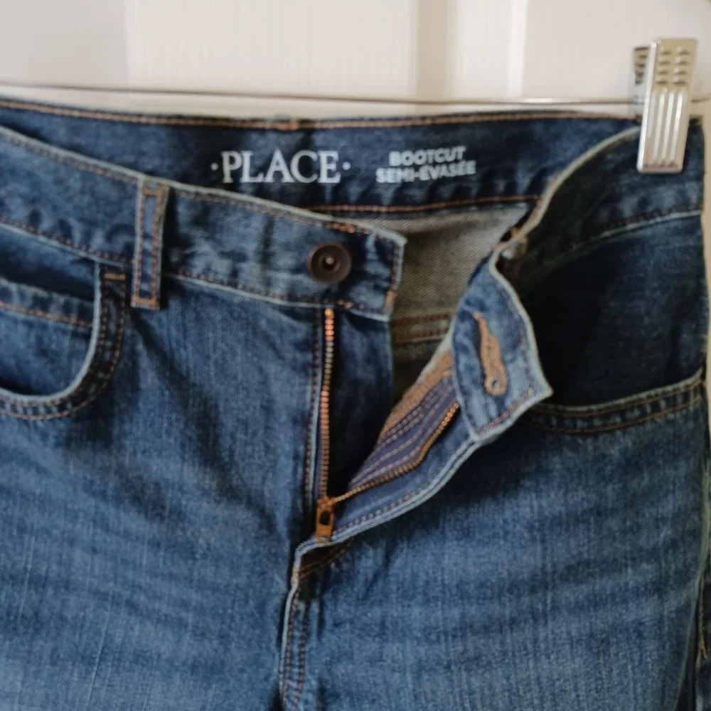 Children's Place Boy's Medium Wash 100% Cotton Bootcut Jeans Size 12